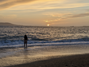 Woman cold water swimming